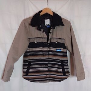 KAVU Quilted Jacket with Black and Tan Stripes